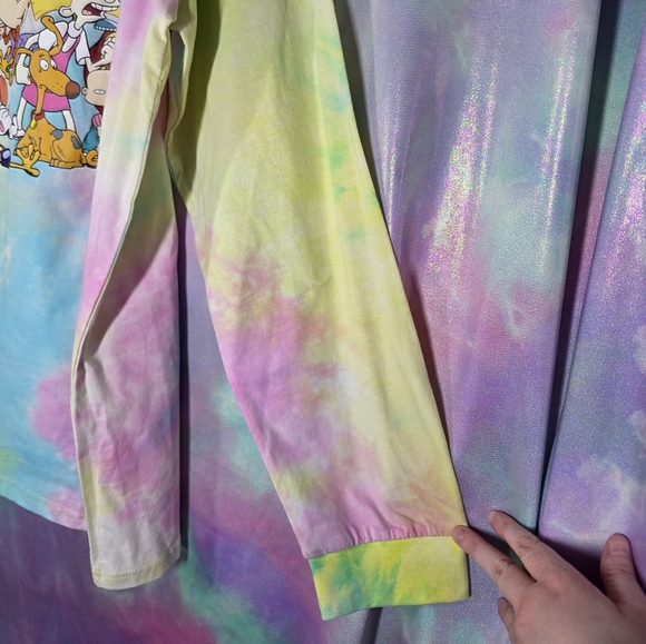Cakeworthy x Nickelodeon 90's Rainbow Tie Dye Long Sleeve T-Shirt Size 2XL - Picture 8 of 9